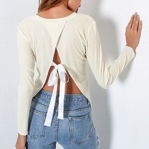 NWOT V-neck Open Back Long Sleeve Shirt